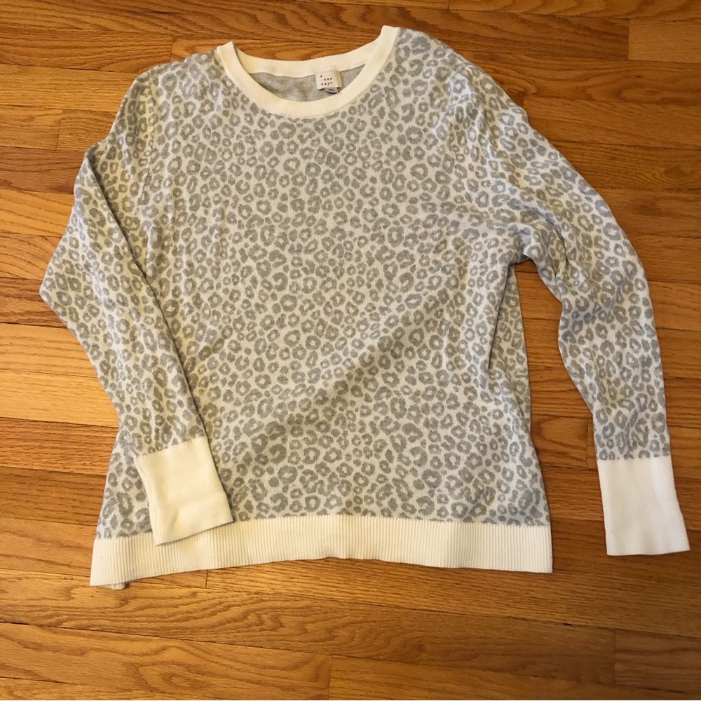 White/Neutral Leopard Print Sweater